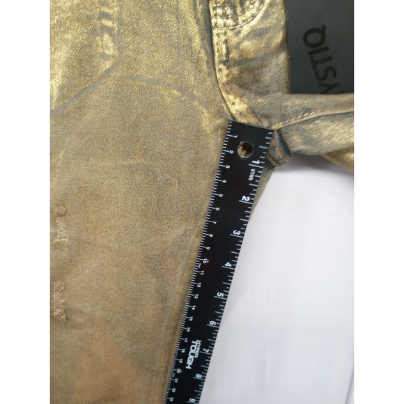 NWT MYSTIQ Womens High Waisted Jeans SZ 3 Unique Gold Spray Paint Look $66 MSRP - Picture 14 of 16